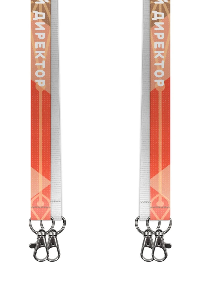 Купить ленту для бейджа блекаут ширина 1,5 см, с двумя карабинами-люкс, с печатью "Креат. директор"