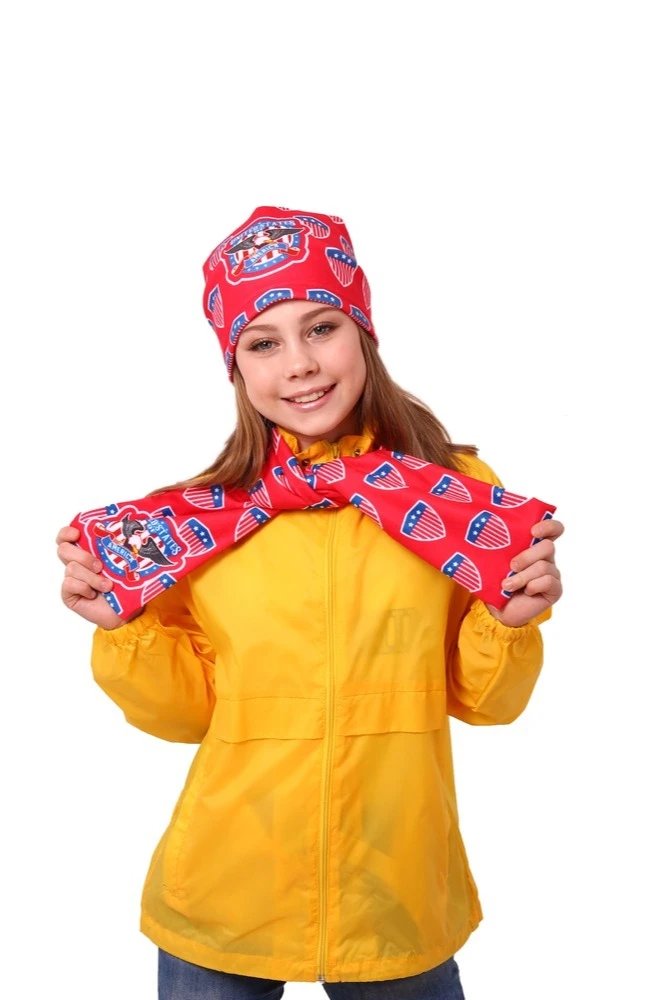 Шарф двухслойный утепленный 15х100 см, с полной запечаткой "USA"#1