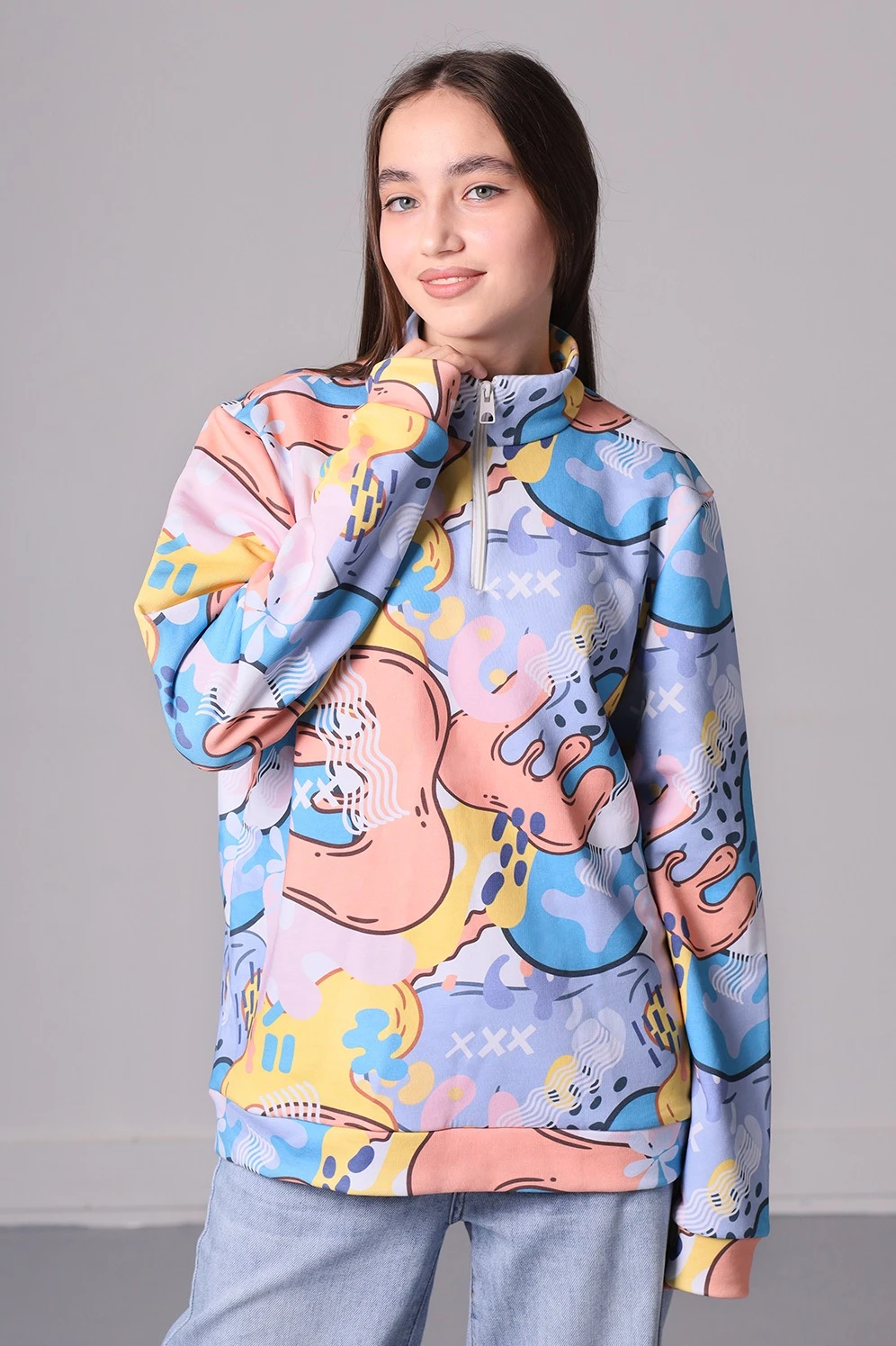 Купить толстовку Меган унисекс из футера хб с полной запечаткой