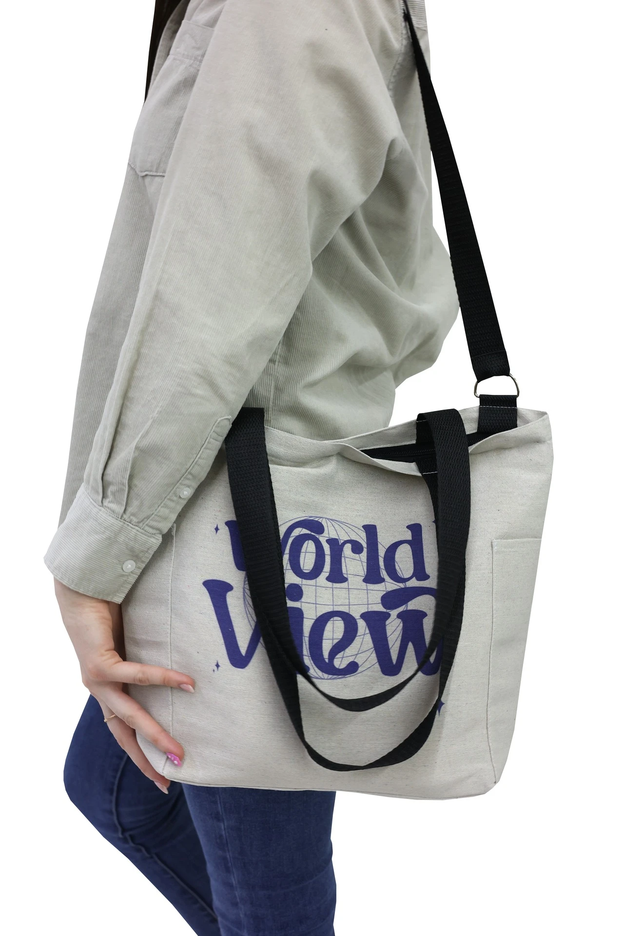 Сумка Тревел из двунитки 26х30х12 см, печать с двух сторон "World View"#2