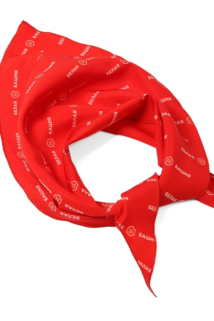 Купить косынку из цветного шелка  треугольная "Белая Башня"