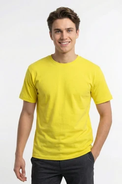 Купить футболку Ампир унисекс, однотонную лимонную (хлопок)